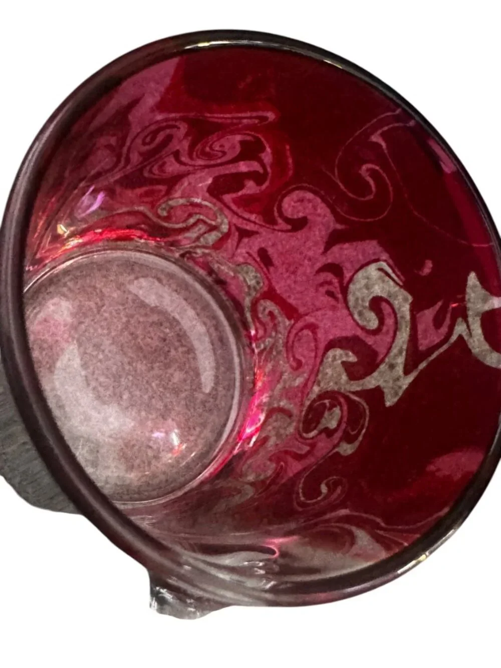 Red Swirl Glass Mug, 11 oz